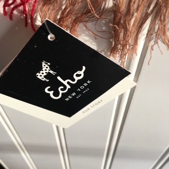 Echo red/grey tone long scarf - Picture 8 of 11